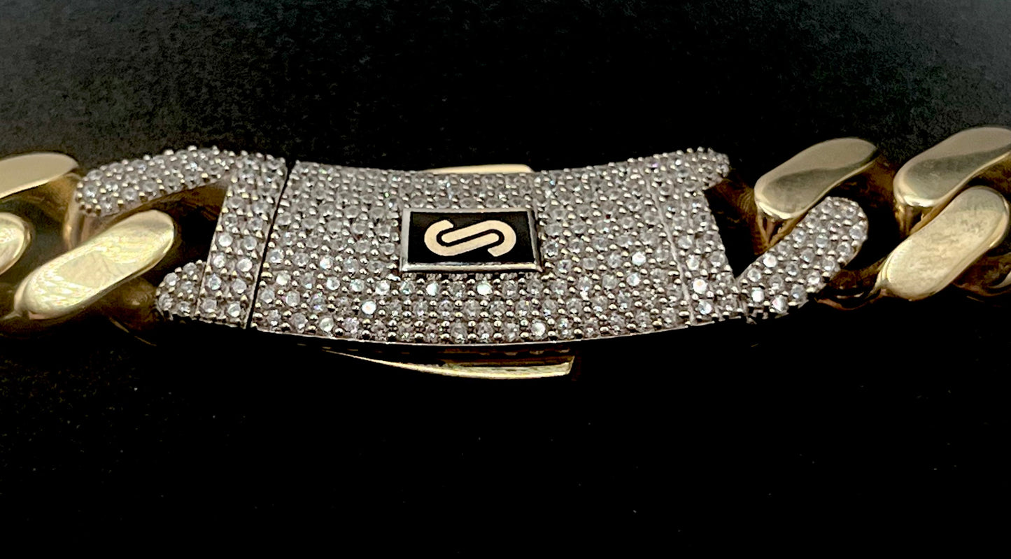 Monaco Chain Classic Pavé Lock 10K 50 g