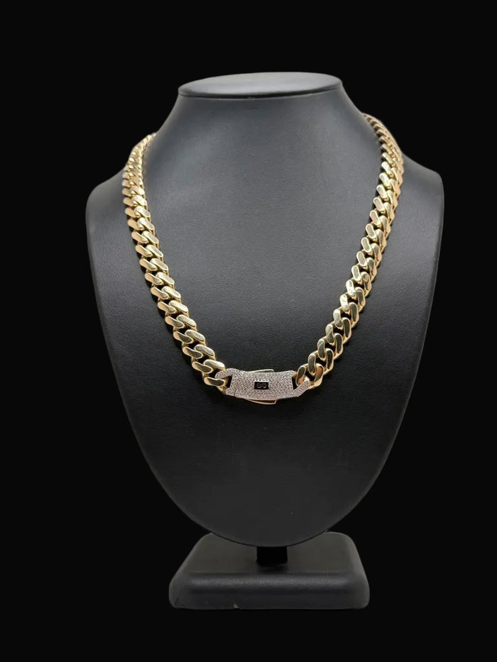 Monaco Chain Classic Pave Lock 10K 33.2 g