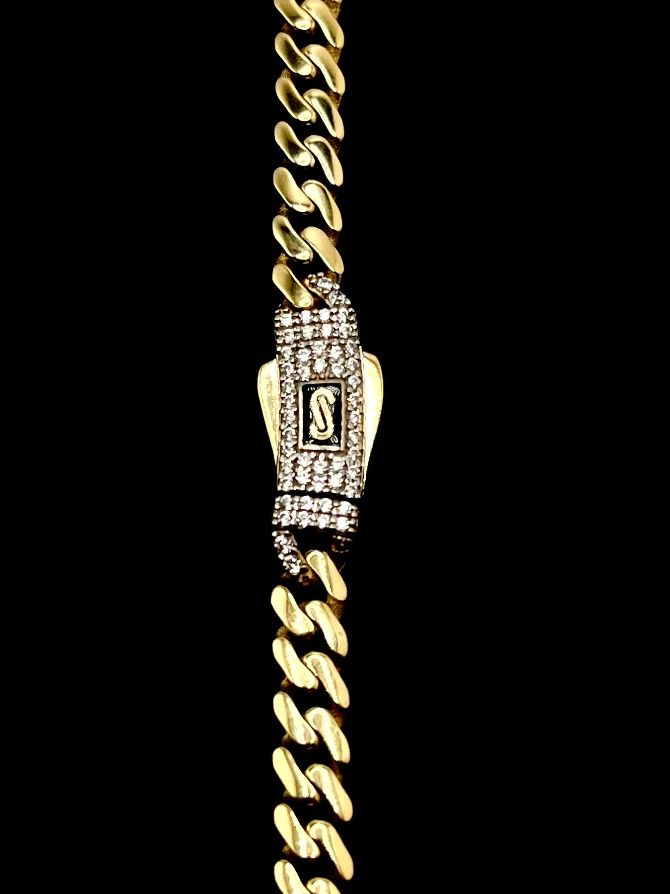 Monaco Chain Classic Pavé Lock 10K 11.1 g