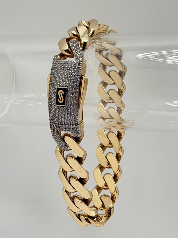 Monaco Bracelet Classic Pavé Lock 10K 18.8 g