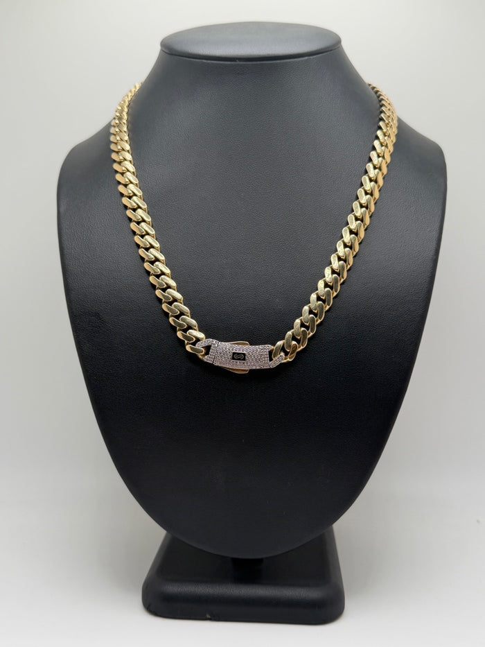 Monaco Chain Classic Pave Lock 10K 19.7 g
