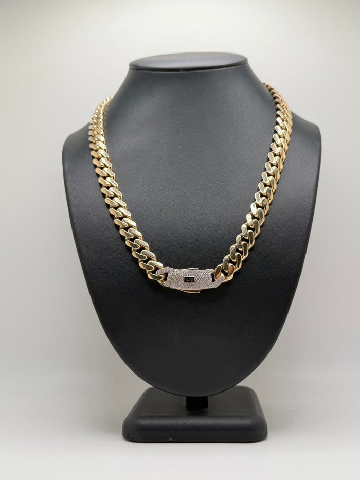 Monaco Chain Classic Pave Lock 10K 33.2 g