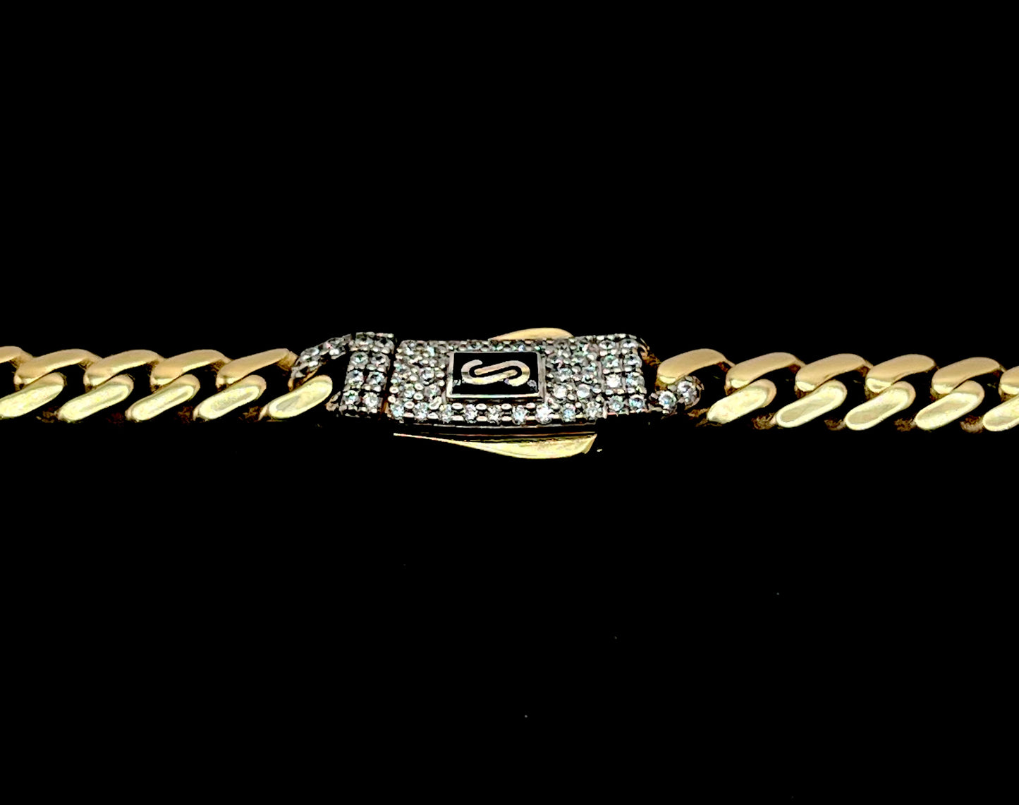 Monaco Chain Classic Pavé Lock 14K 12 g