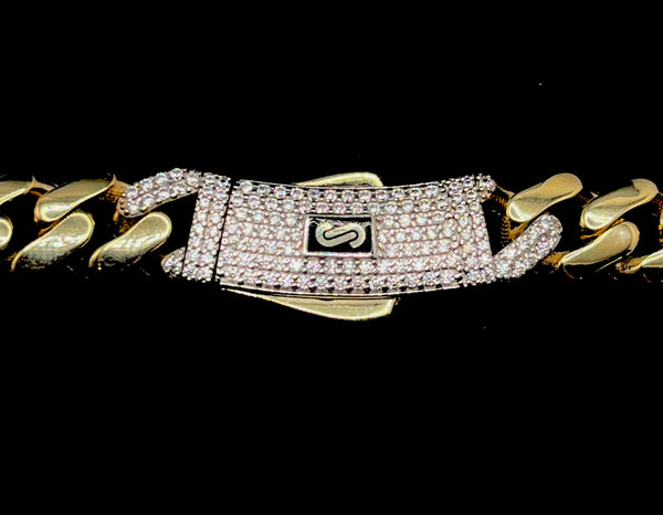 Monaco Chain Classic Pavé Lock 10K 25.5 g