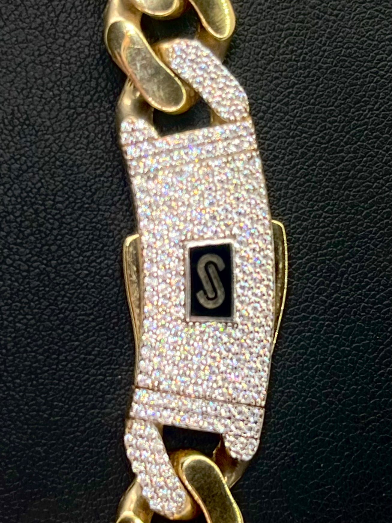 Monaco Chain Classic Pavé Lock 14K