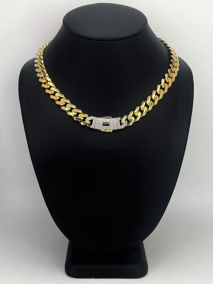 Monaco Chain Classic Pavé Lock 10K 31.4g
