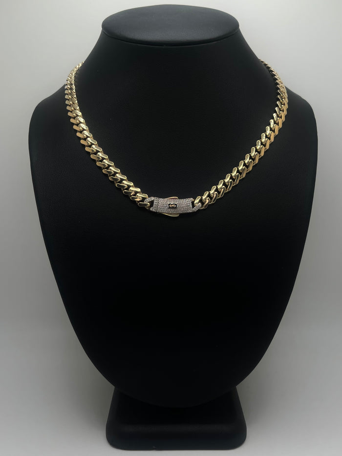 Monaco Chain Classic Pavé Lock 10K 18.4 g