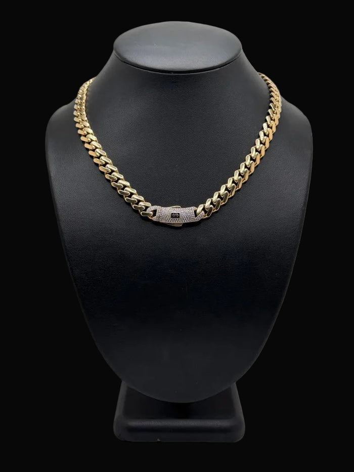 Monaco Chain Classic Pave Lock 10K 24 g