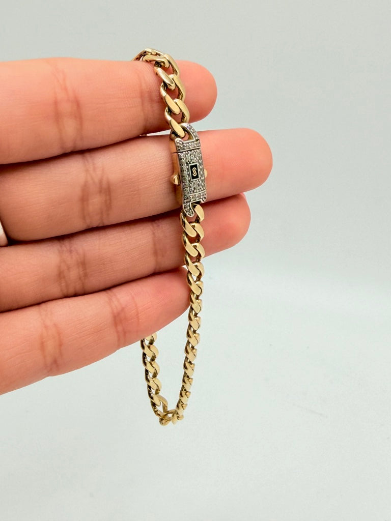 10K Monaco Bracelet Classic Pave Lock 6 g