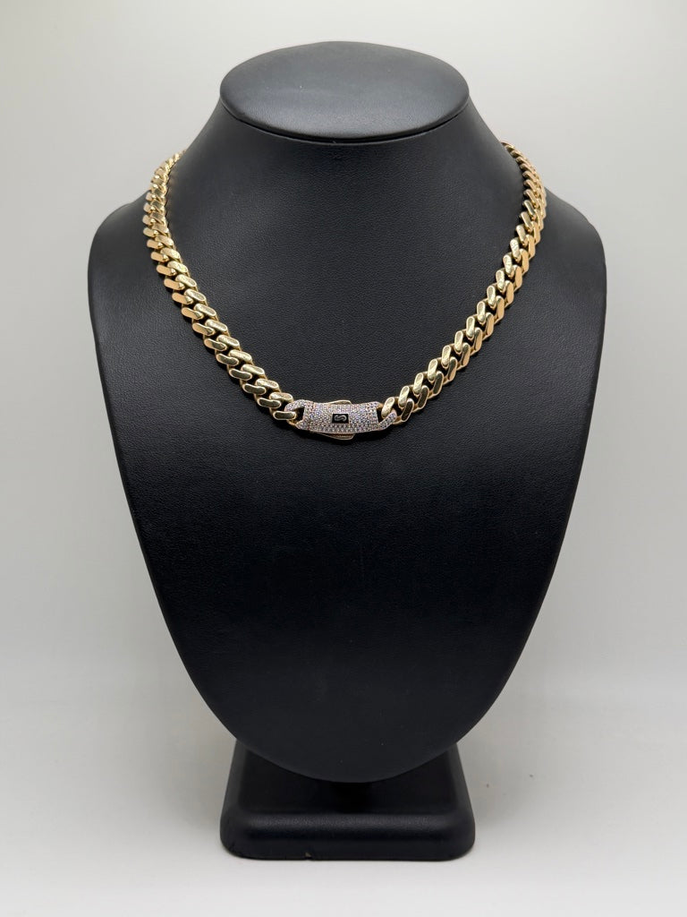 Monaco Chain Classic Pave Lock 10K 24 g