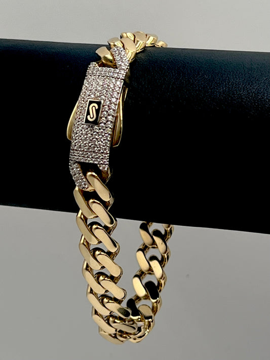 Monaco Bracelet Classic Pavé Lock 10K  11.1 g