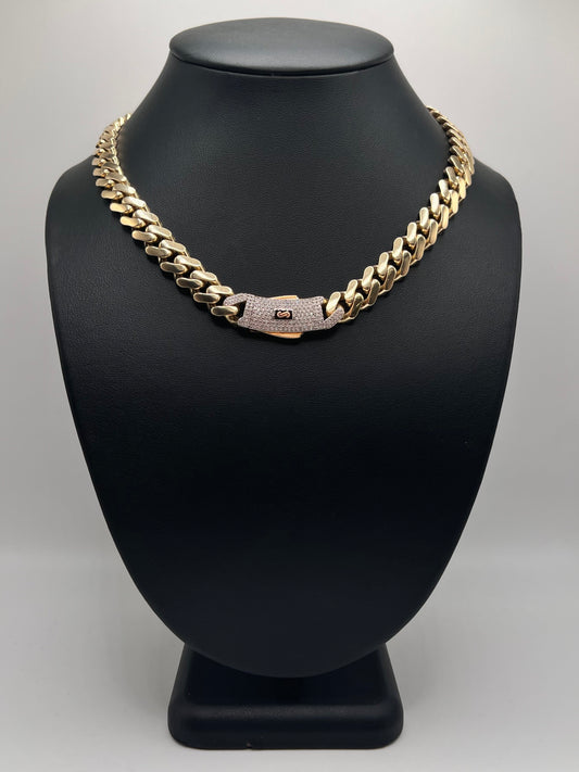 Monaco Chain Classic Pavé Lock 10K  30.9 g