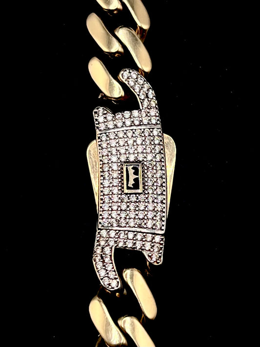 Monaco Chain Classic Pavé Lock 14K 22.5 g