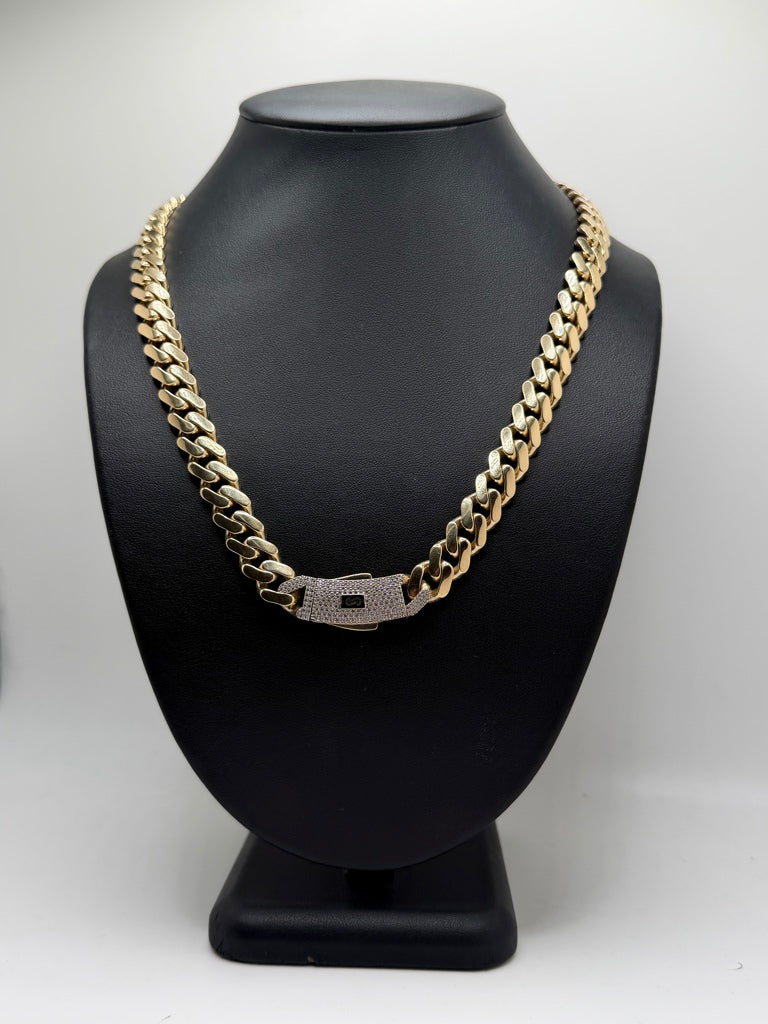 Monaco Chain Classic Pave Lock 14K 41.1 g