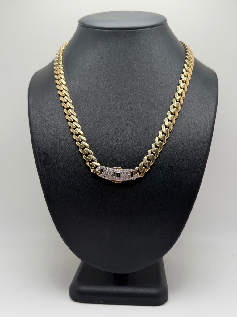 Monaco Chain Classic Pave Lock 10K 19.7 g