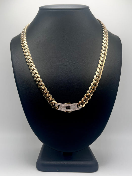 Monaco Chain Classic Pavé Lock 10K  27.7 g