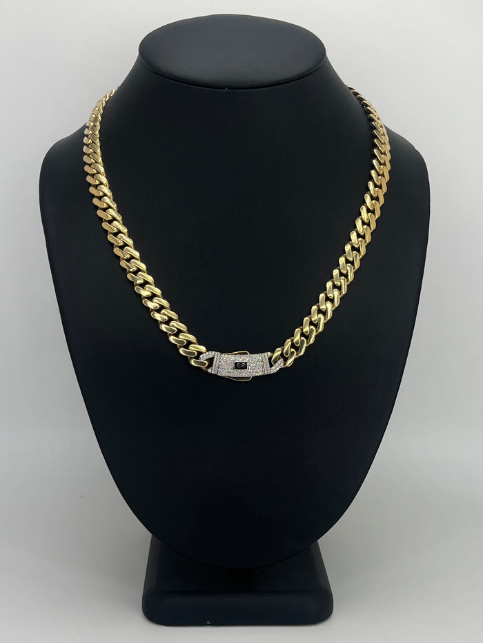Monaco Chain Classic Pavé Lock 10K 26.6g