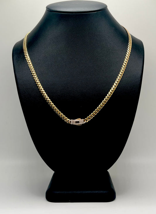 Monaco Chain Classic Pavé Lock 10K  13.1 g