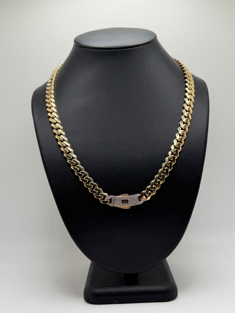 Monaco Chain Classic Pave Lock 14K 31 g