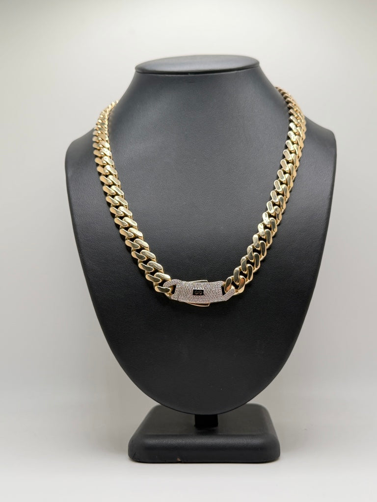Monaco Chain Classic Pave Lock 10K 33.2 g