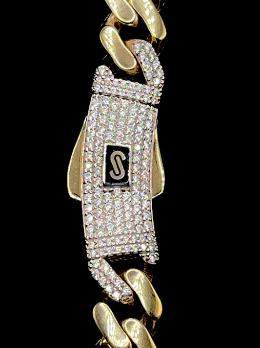 Monaco Chain Classic Pavé Lock 10K  20 g