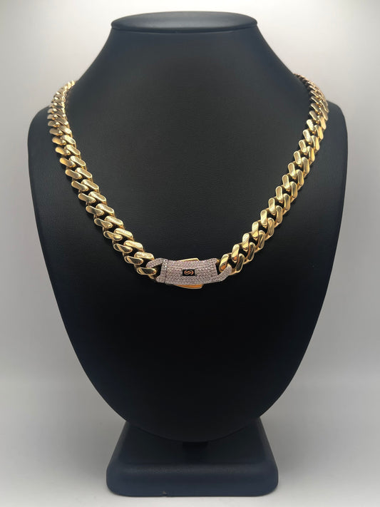 Monaco Chain Classic Pavé Lock 10K  31.5 g