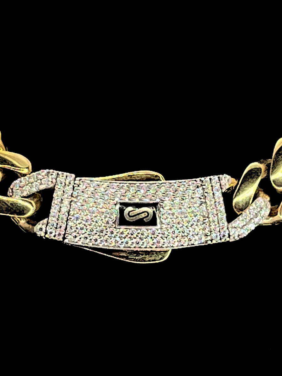 Monaco Chain Classic Pavé Lock 10K 26.6g