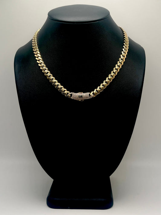 Monaco Chain Classic Pavé Lock 14K