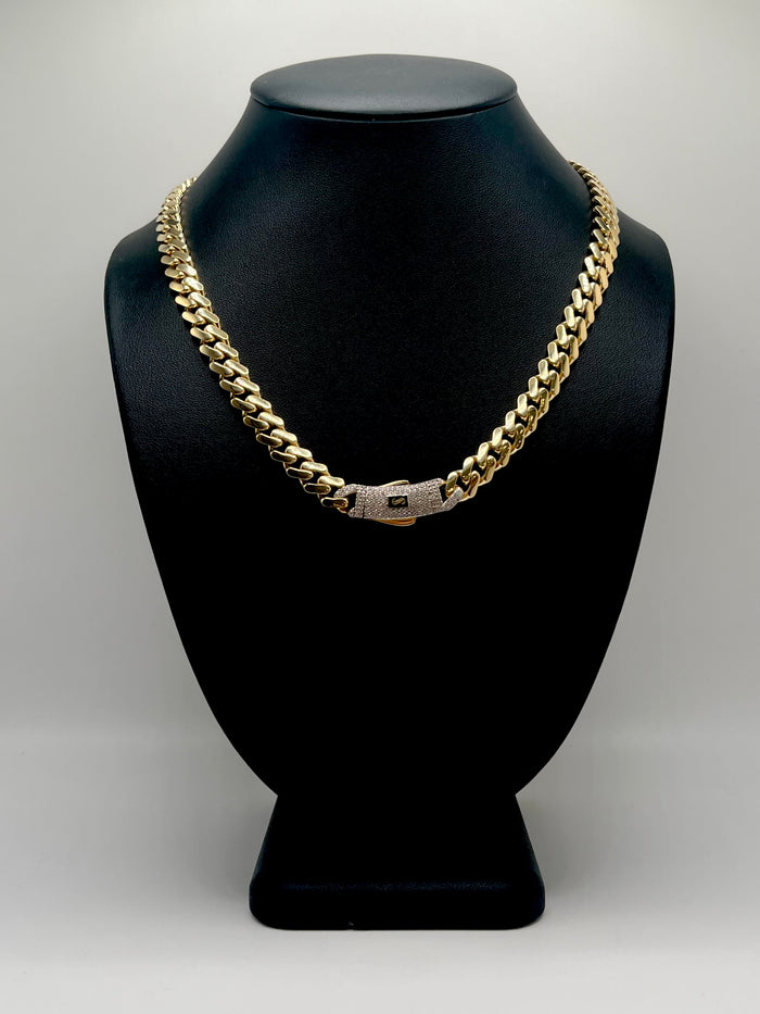 Monaco Chain Classic Pavé Lock 10K  25.5 g