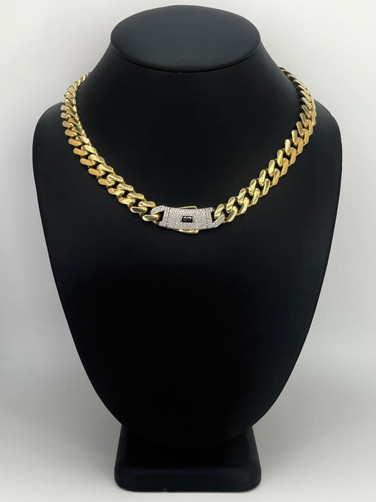 Monaco Chain Classic Pavé Lock 10K 31.4g