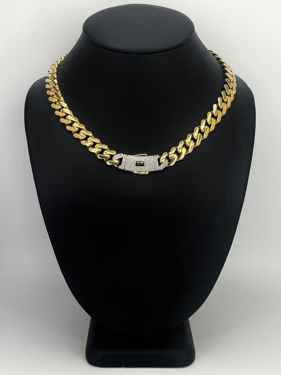Monaco Chain Classic Pavé Lock 10K 31.4g