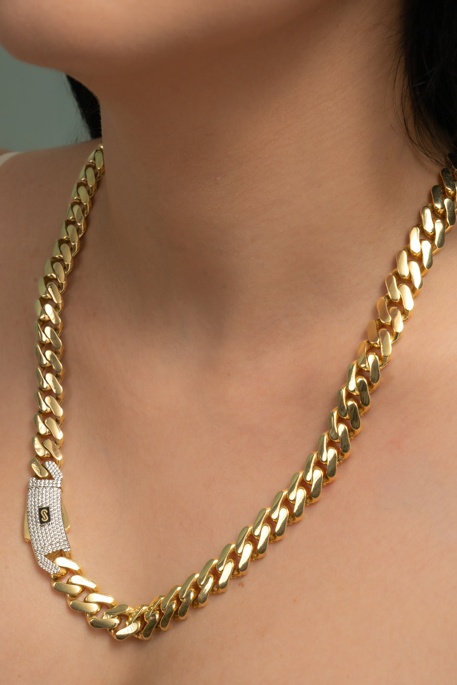 Monaco Chain Classic Pavé Lock 10K 33.2 g