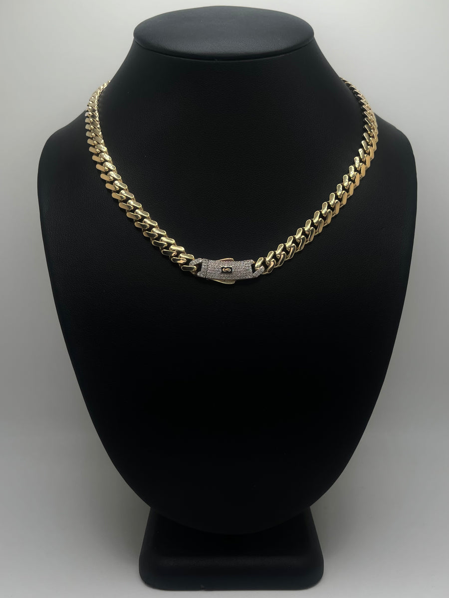 Monaco Chain Classic Pavé Lock 10K 18.4 g