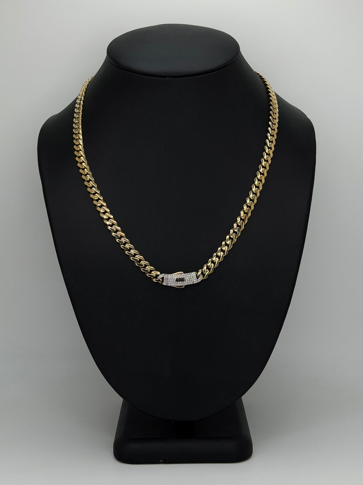 Monaco Chain Classic Pavé Lock 14K 17.6 g