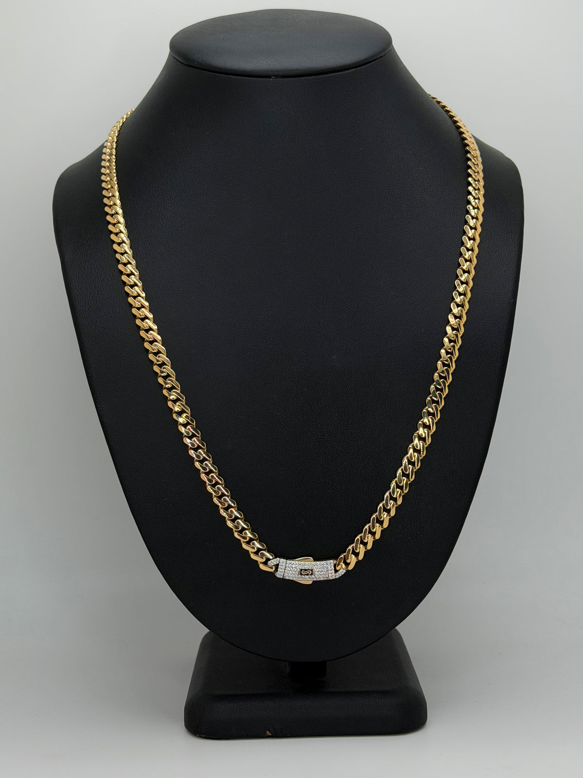Monaco Chain Classic Pavé Lock 14K 19.8 g