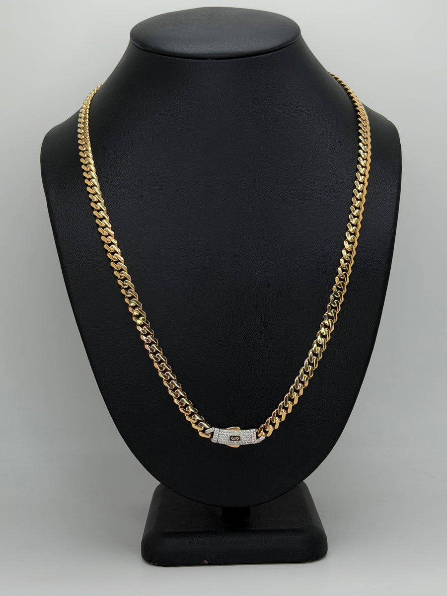 Monaco Chain Classic Pavé Lock 14K 19.8 g