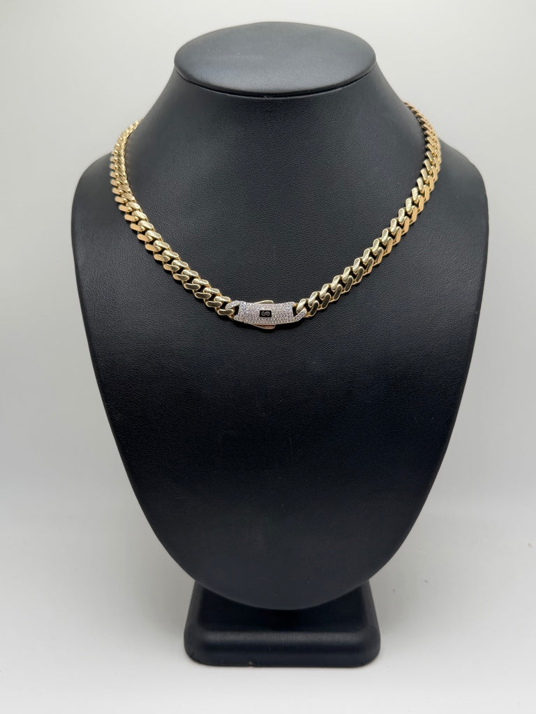 Monaco Chain Classic Pave Lock 10K 18.4 g