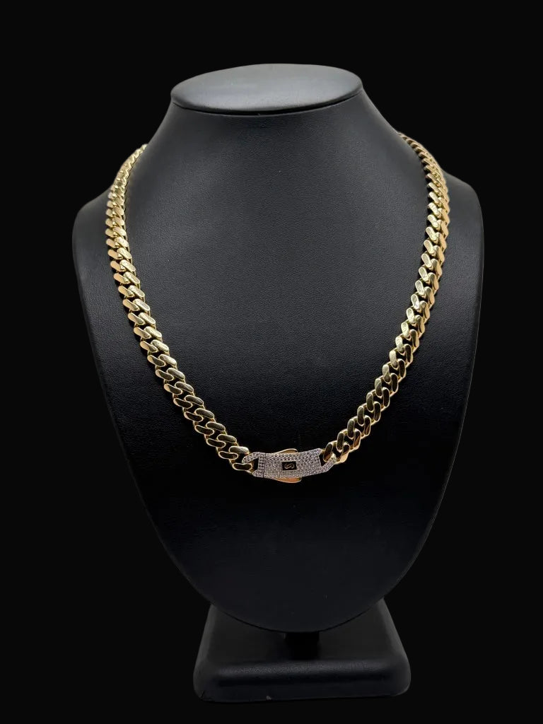 Monaco Chain Classic Pave Lock 14K 31 g